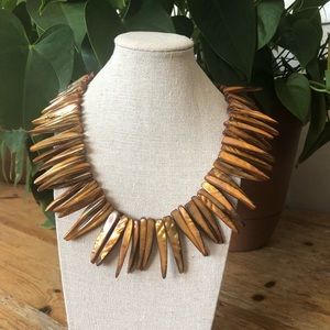 Artisan Handmade One of A Kind Gold Shell Statement Necklace
